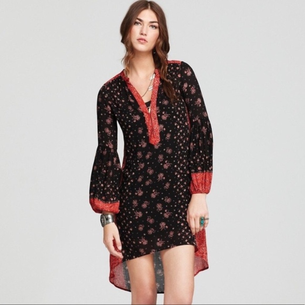 Free People Lantern Sleeve PEACEMAKER Floral Print